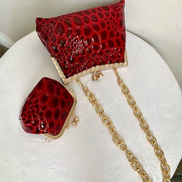 Handmade Genuine Leather Embossed Cobblestone Texture Kisslock Bag & Small Purse - Picture 10 of 16